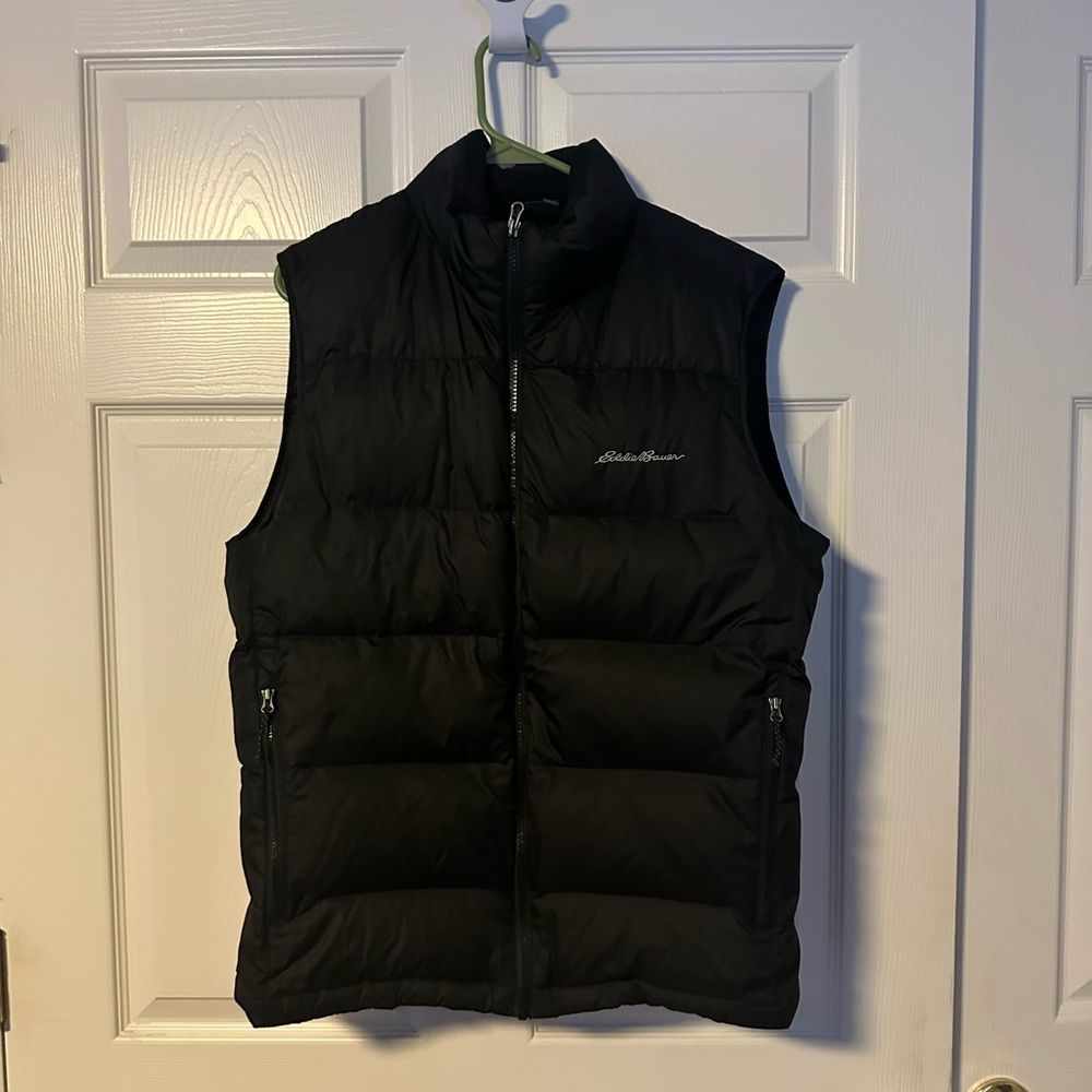Eddie Bauer Puffer Vest Mens Size M EB650 Black Lightweight